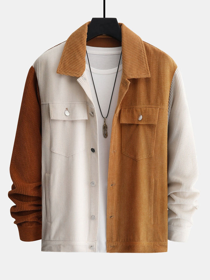Kleur Blok Corduroy Jas