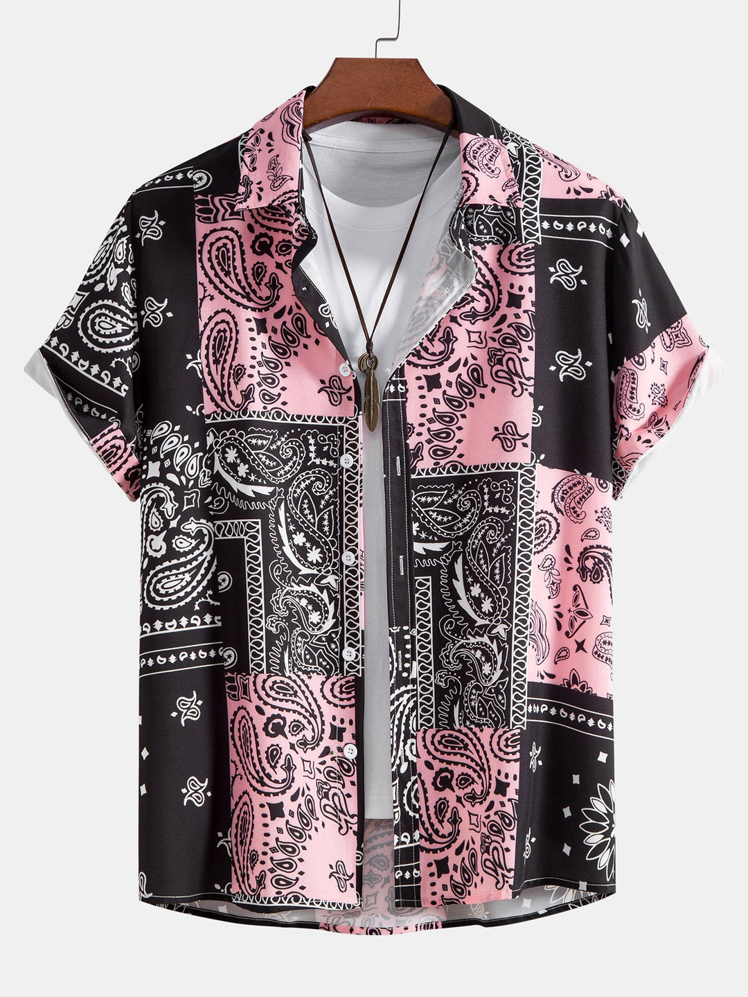 Paisley Print Knop-Up Shirt #Willekeurig patroon ontwerp# & Zwemshorts