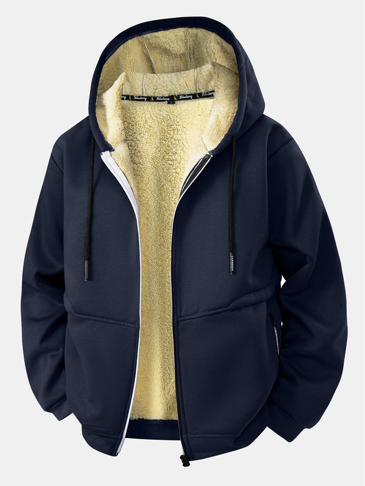 Teddy-lined zipper hoodie