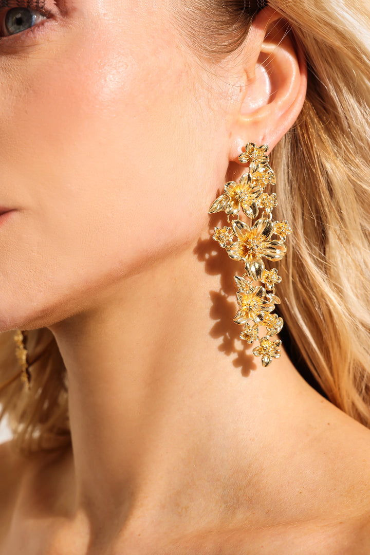 Aurelia l Gold Floral Metal Stud Earrings