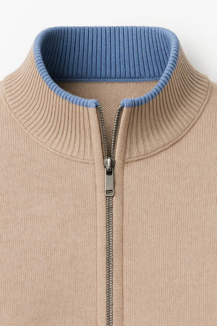 Terenzo Zip Cardigan Beige