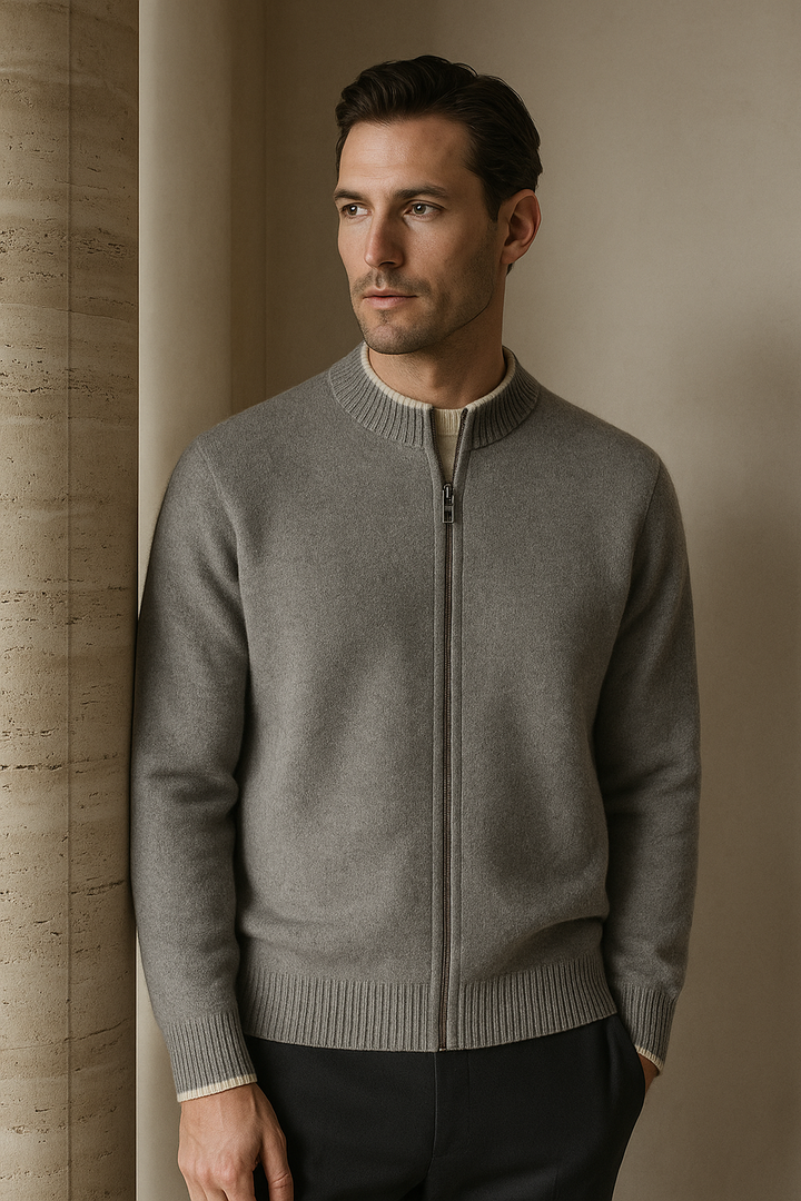 Terenzo Zip Cardigan Grey