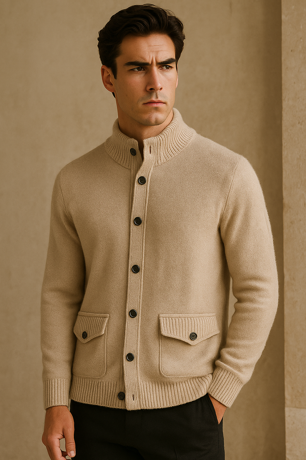 Giotto Cashmere Cardigan Sand