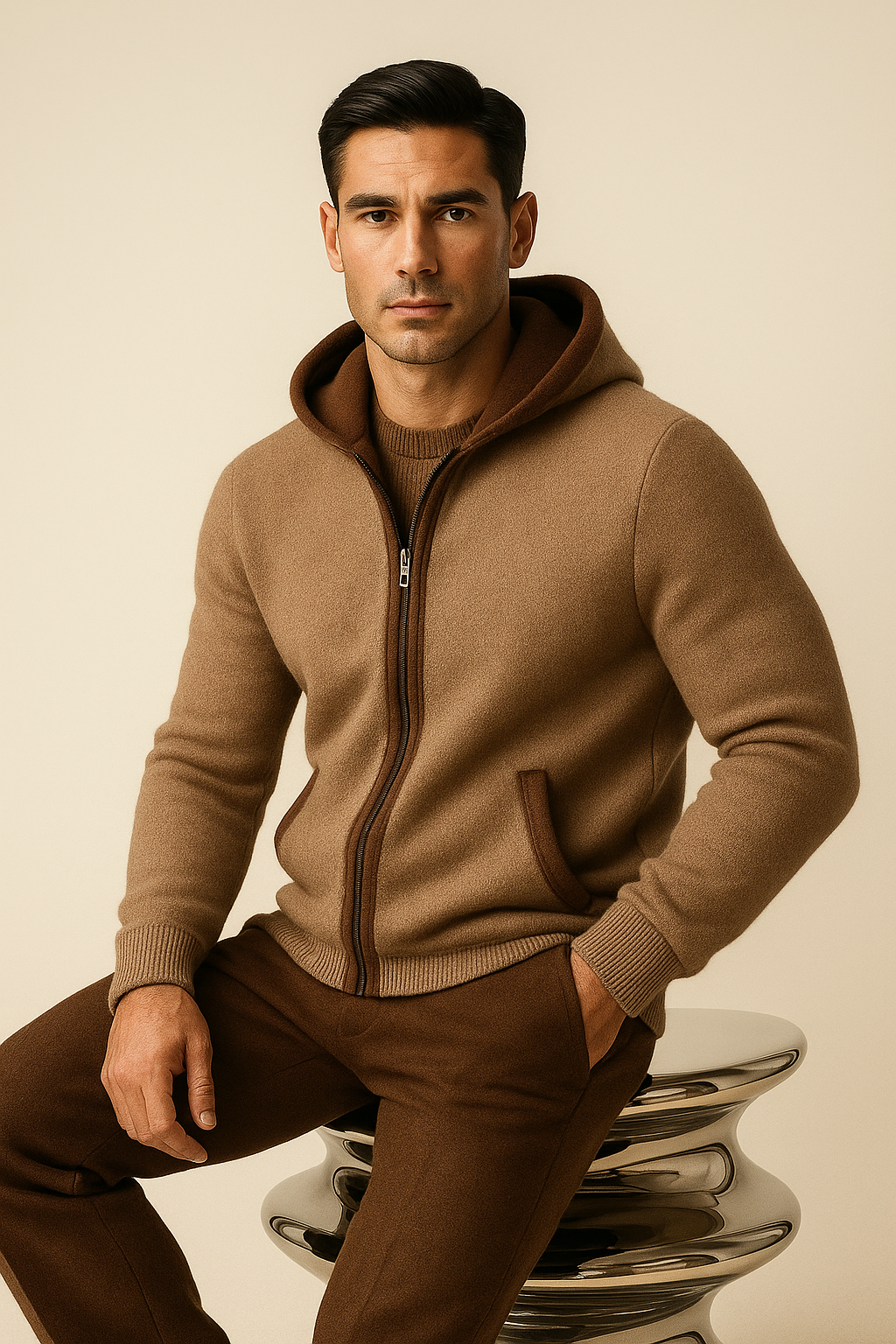 Tristan l Sorano Hooded Cardigan Brown