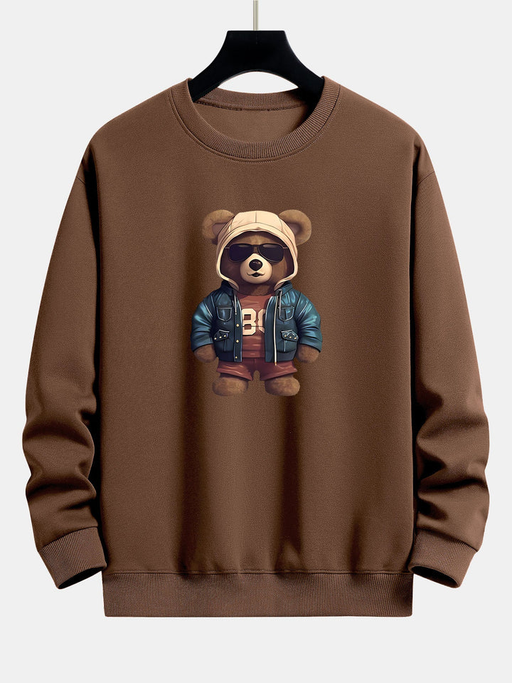 Beer In Leren Jas Print Relax Fit Sweatshirt