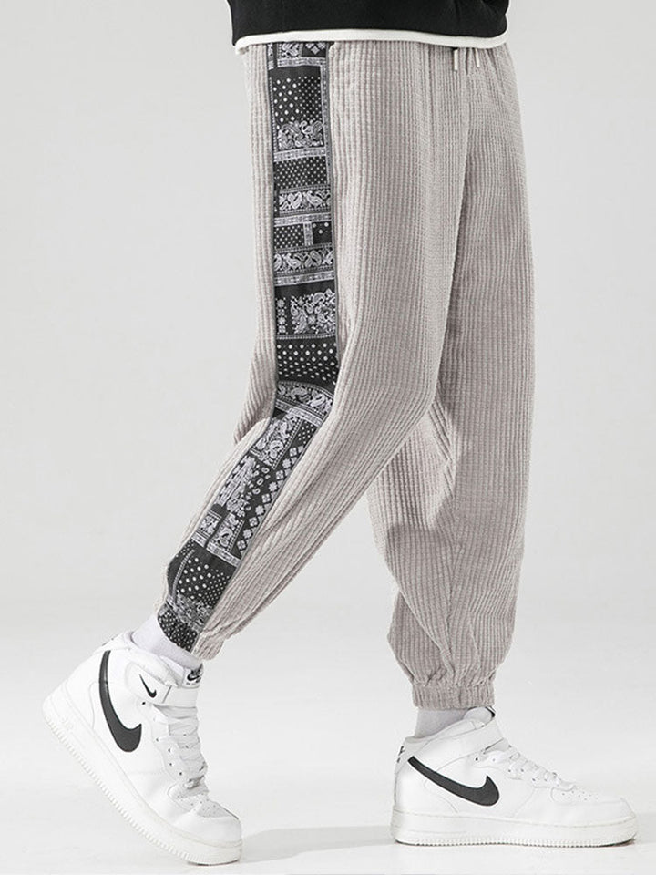 Corduroy Paisley Print Paneel Broek