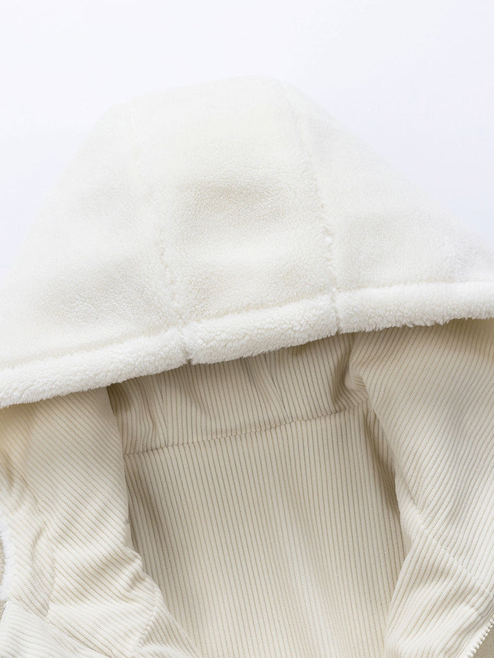 Teddy corduroy reversible jacket with hood