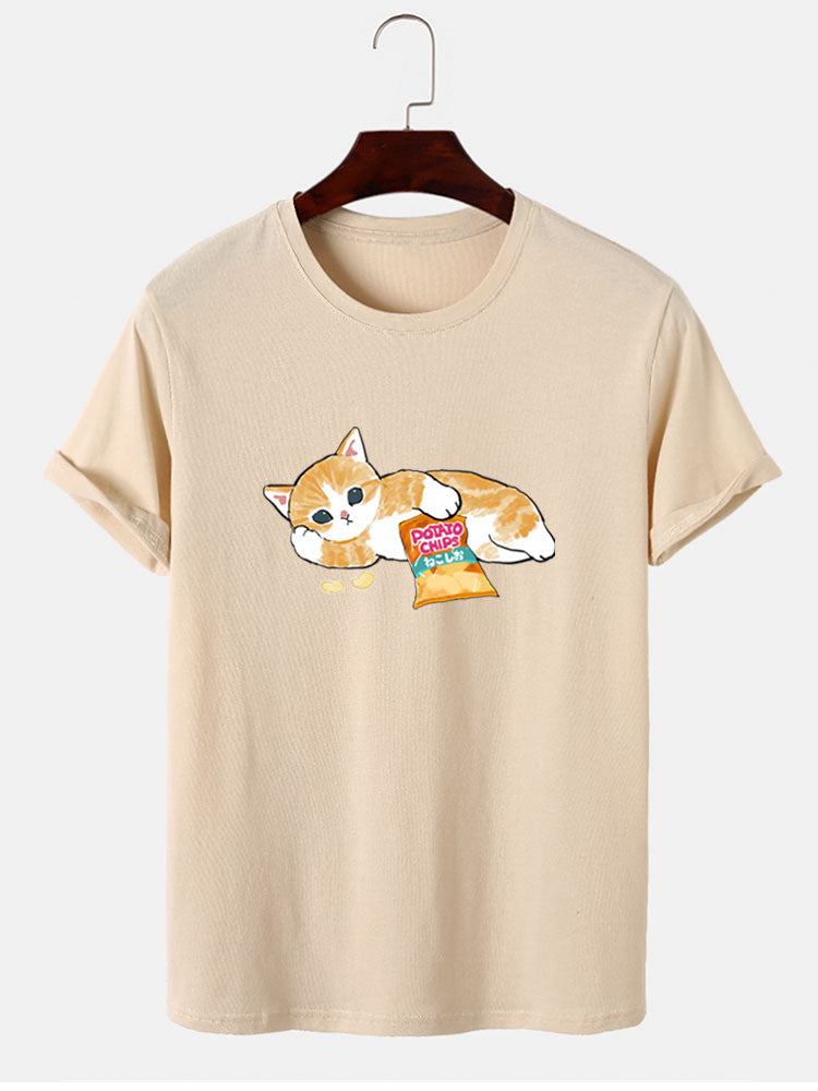 Schattige Kat Print T-Shirt