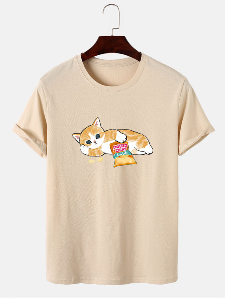 Schattige Kat Print T-Shirt