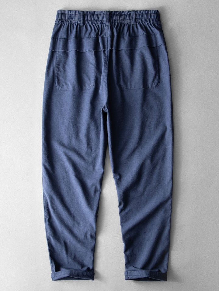 Linnen Look Katoen Staande Kraag Shirt & Rechte Pijpen Linnen Katoen Mix Broek