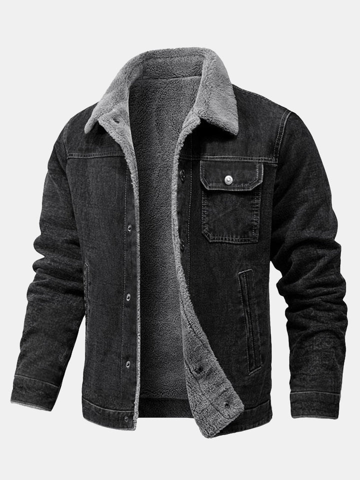 Teddy Gevoerde Gewassen Denim Jas