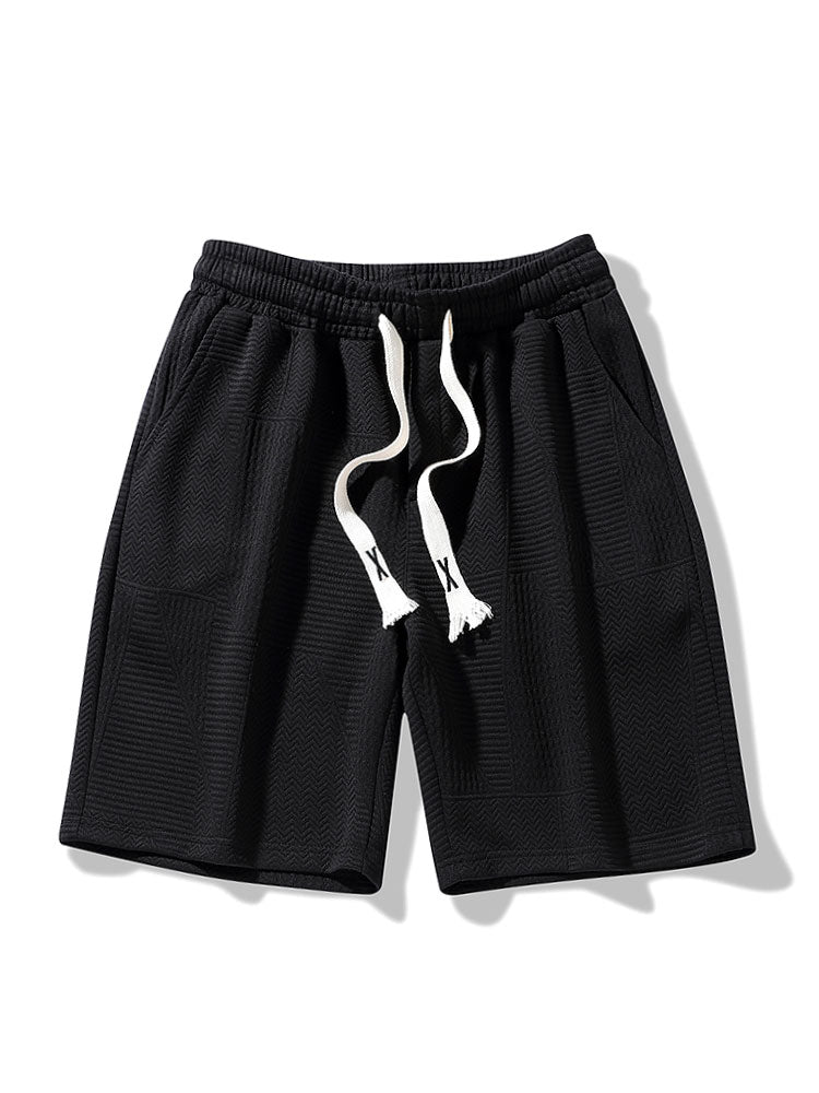 Geometrisch Jacquard Korte Mouw Boog Hem T-Shirt & Shorts