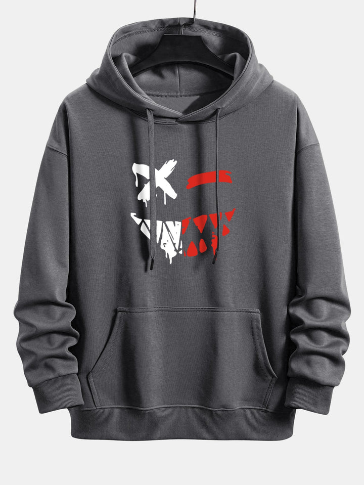 Oplosbare Evil Smiley Face Print Relax Fit Hoodie & Joggingbroek