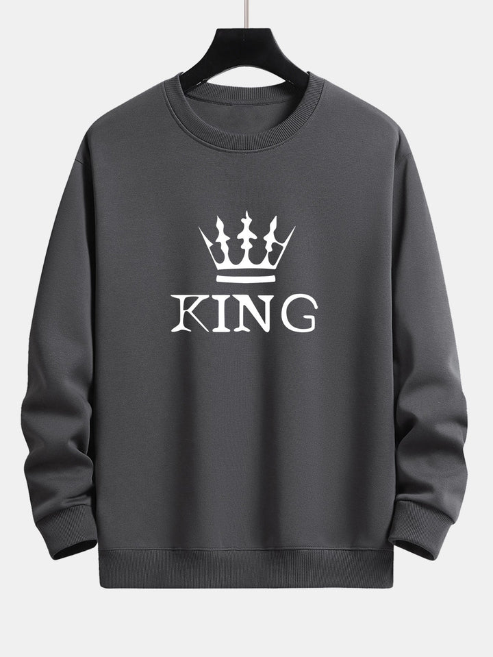 King Crown Print Relax Fit Crew Neck Sweatshirt & Joggingbroek