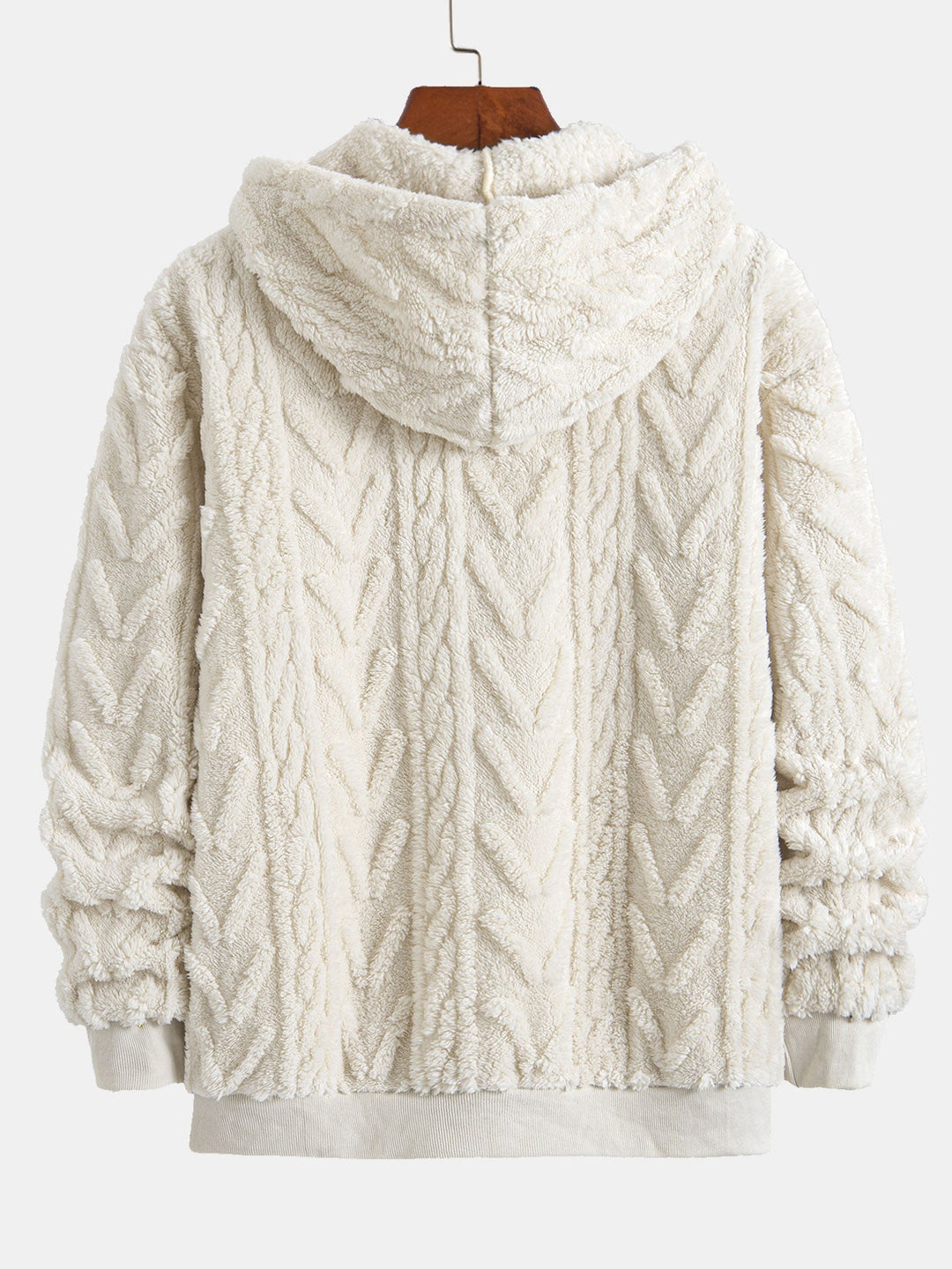 Geometrische Jacquard Zip Up Teddy Hoodie