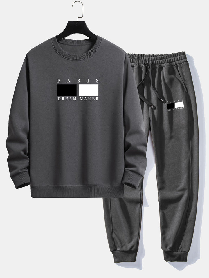 Paris Dream Maker Print Relax Fit Crew Neck Sweatshirt & Joggingbroek