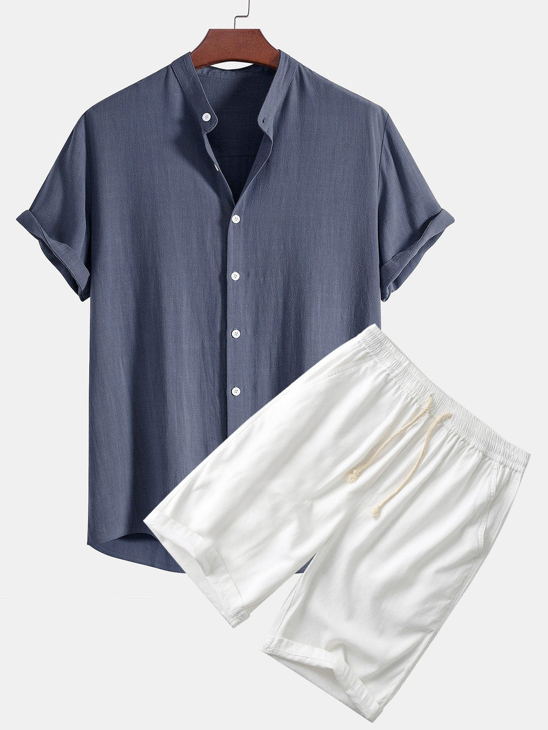 Linen and Rayon Blend Shirt & Linen Cotton Blend 11" Shorts