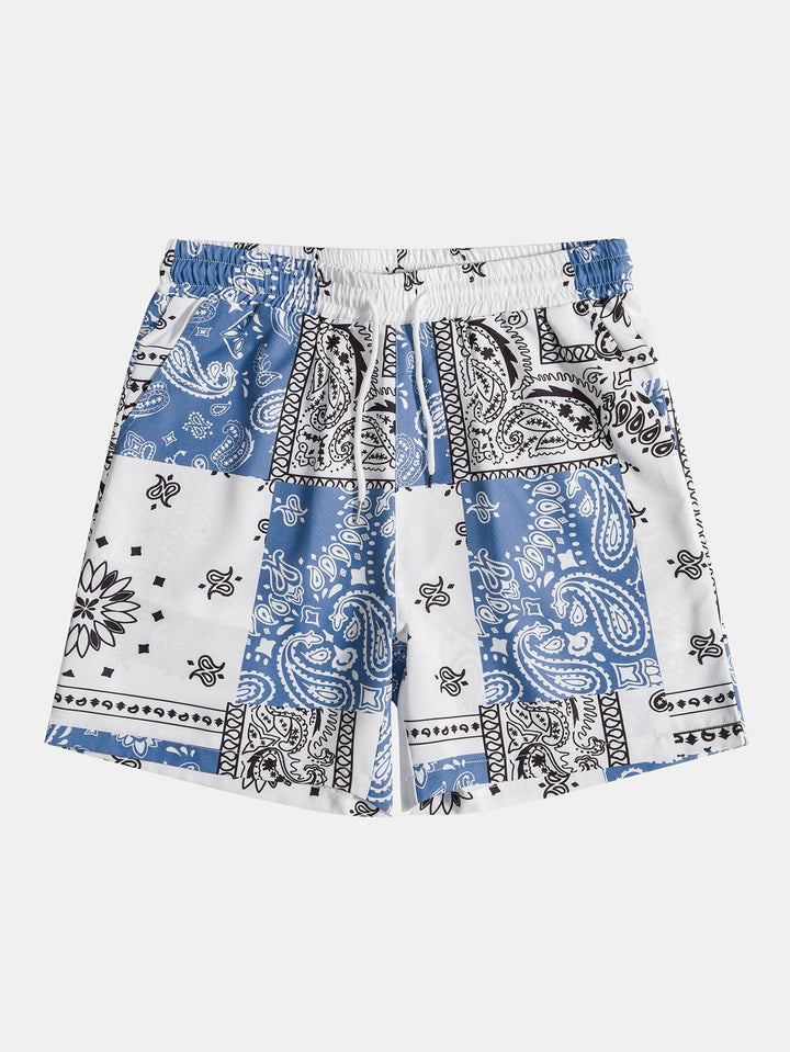 Paisley Print Knop-Up Shirt #Willekeurig Patroon Ontwerp# & Shorts