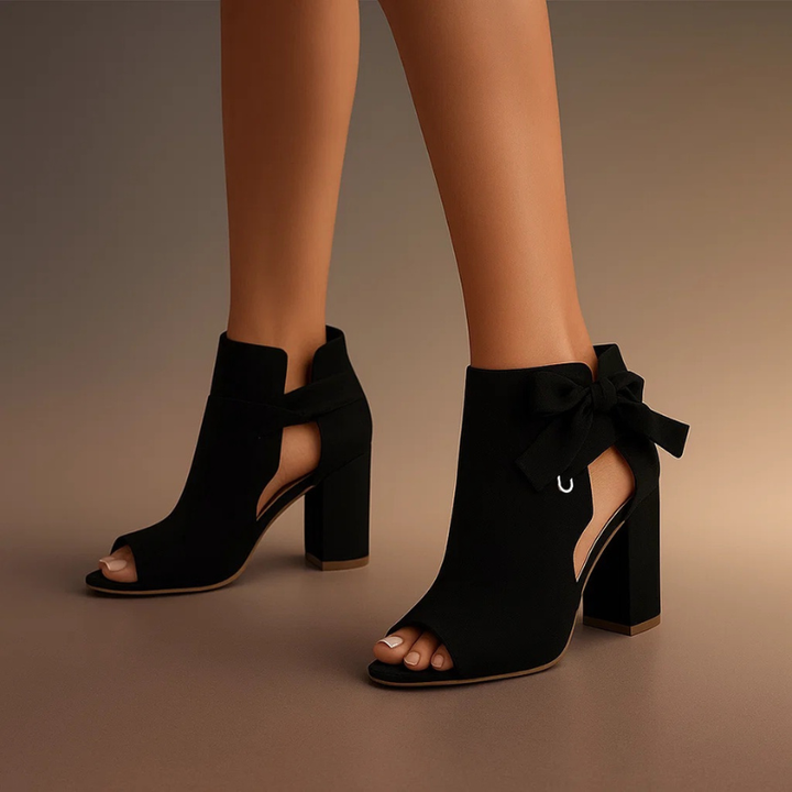 Marcella | Suede Peep-Toe Heels