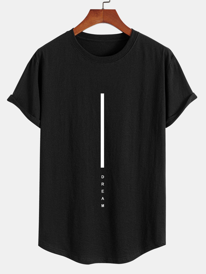 Dream Stripe Print Katoenen Boog Hem T-Shirt