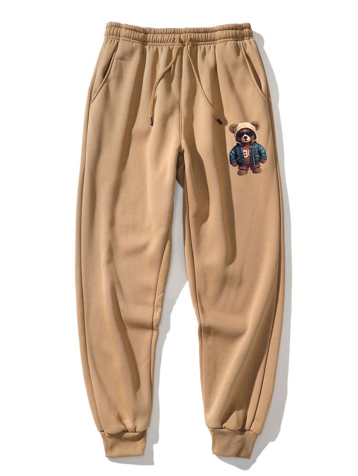 Bear In Leather Jacket Print Hoodie & Jogger Pants