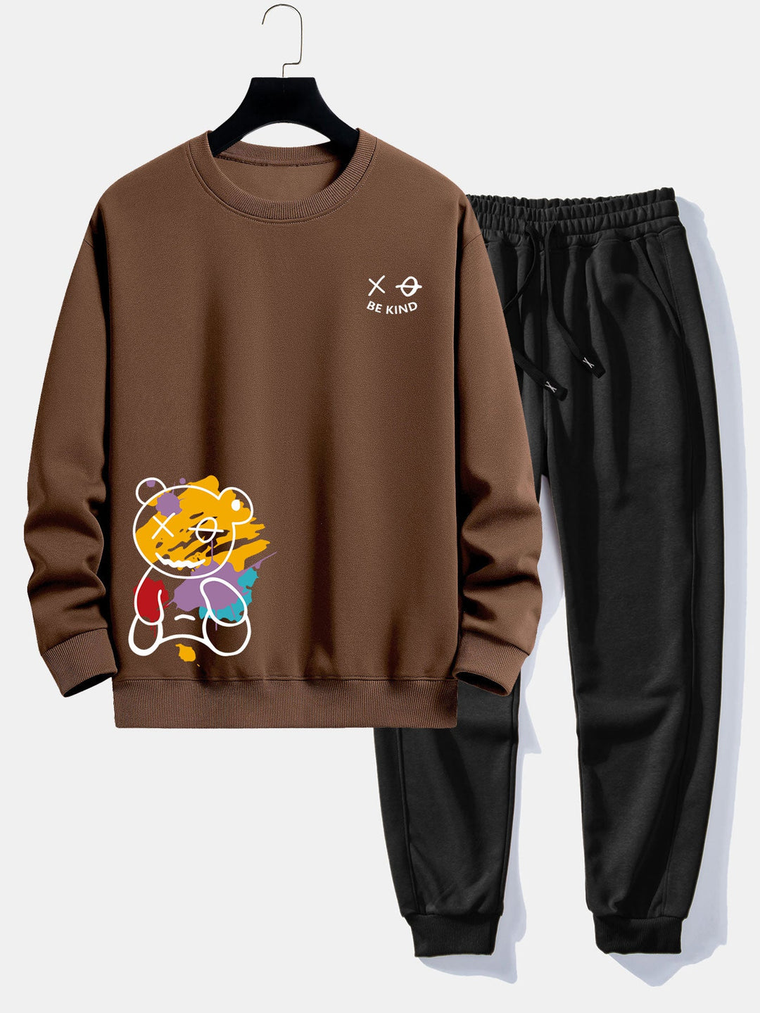 Graffiti Bear Print Relax Fit Sweatshirt & Joggingbroek