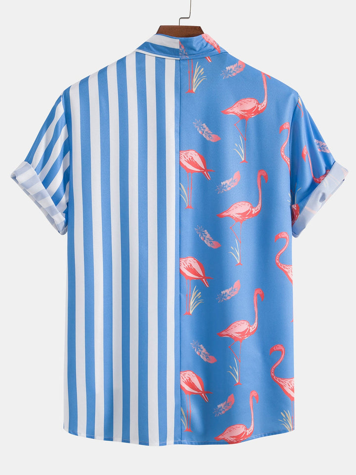 Flamingo Stripe Paneel Shirt & Zwemshorts