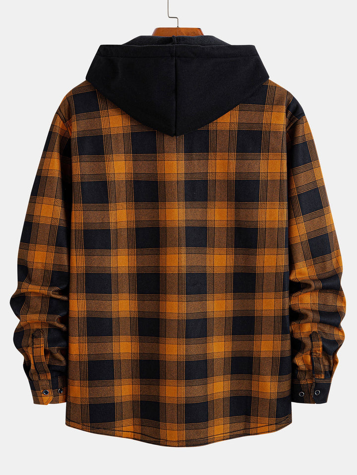 Flanellen fleece gevoerde capuchontrui met zakken