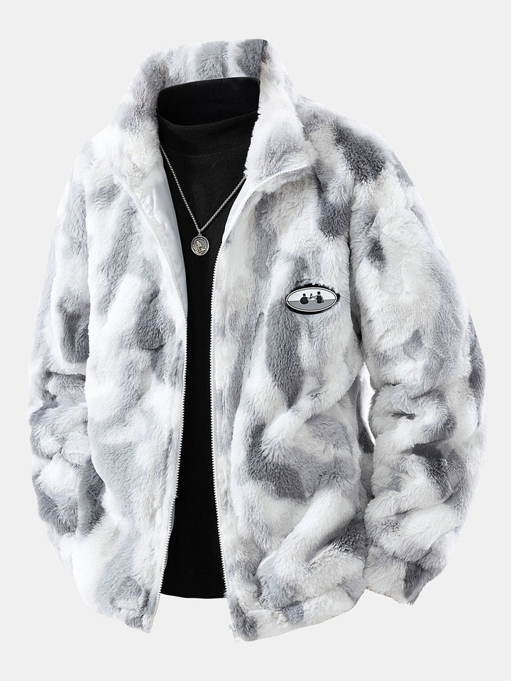 Faux fur coat with zipper closure