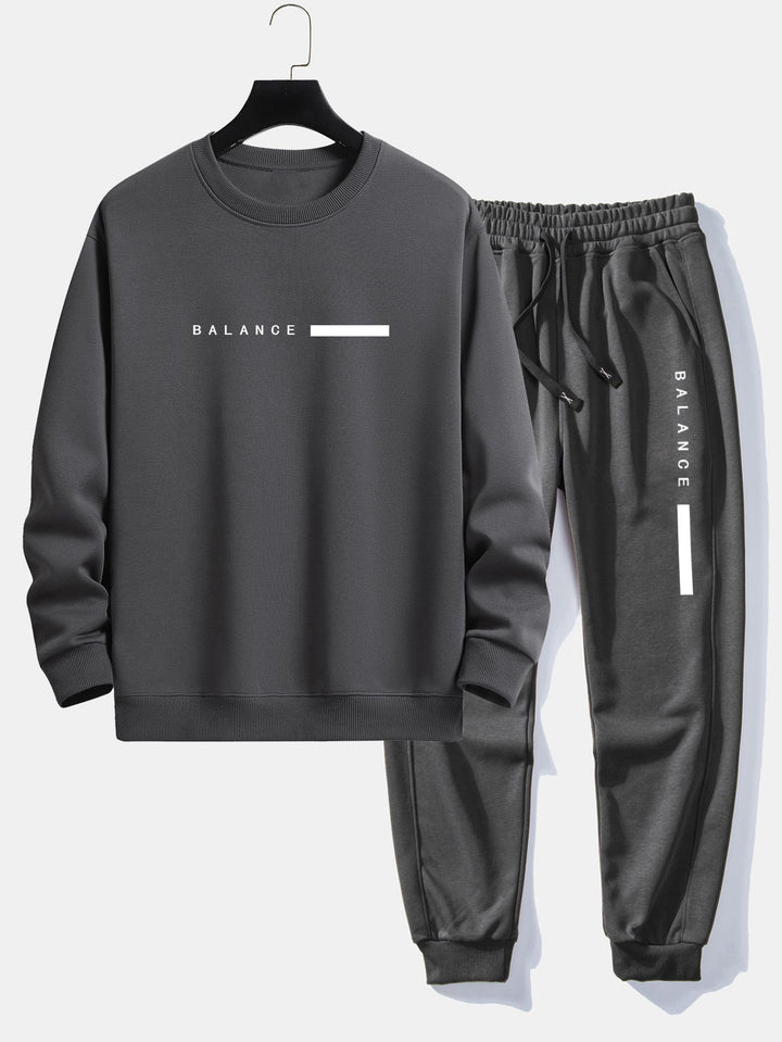 Balance Stripe Print Relax Fit Crew Neck Sweatshirt & Joggingbroek