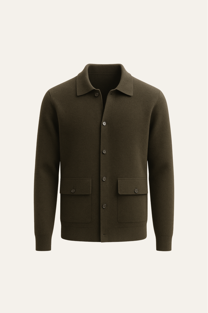 Lorenzo Cashmere Cardigan Olive Green