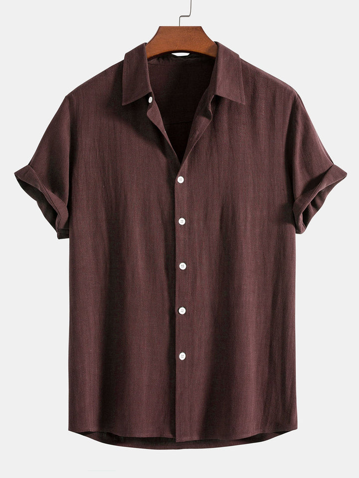 Linnen Rayon Mix Knop-Up Shirt & Linnen Katoen Mix 11" Shorts