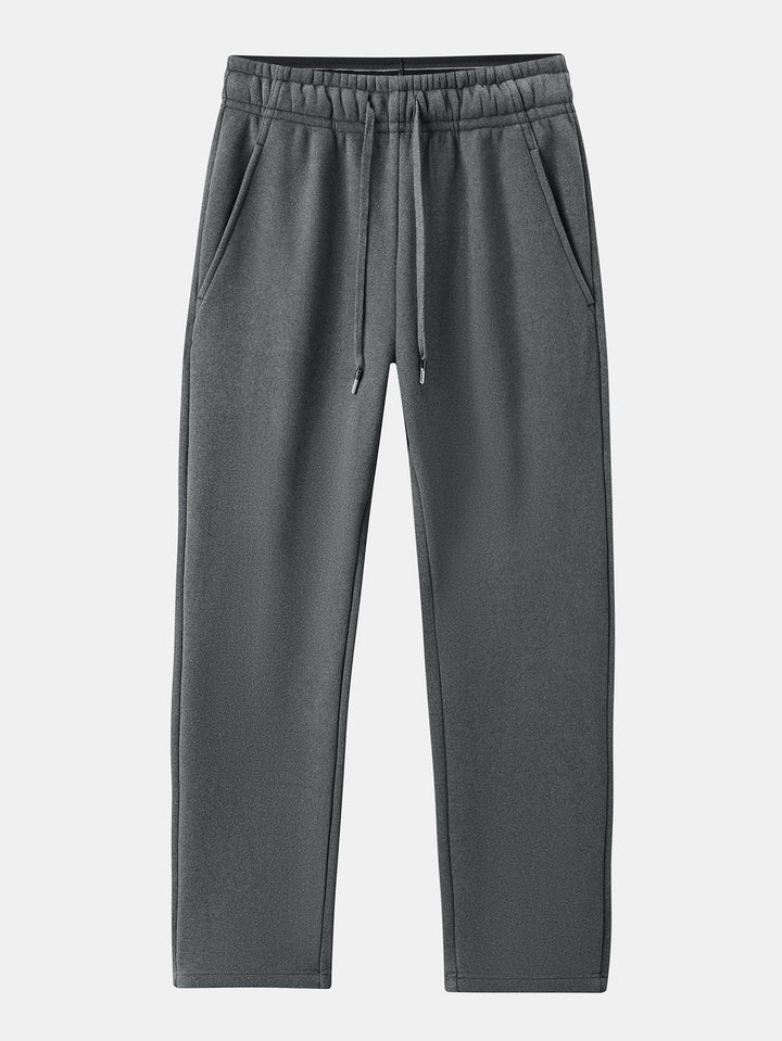 Fleece sweater met kwartrits & polar fleece broek met rechte pijpen