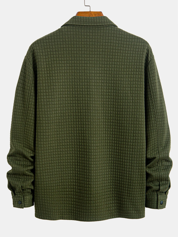Gequilted Waffle Jacquard Overshirt & Trekkoord Waffle Joggingbroek