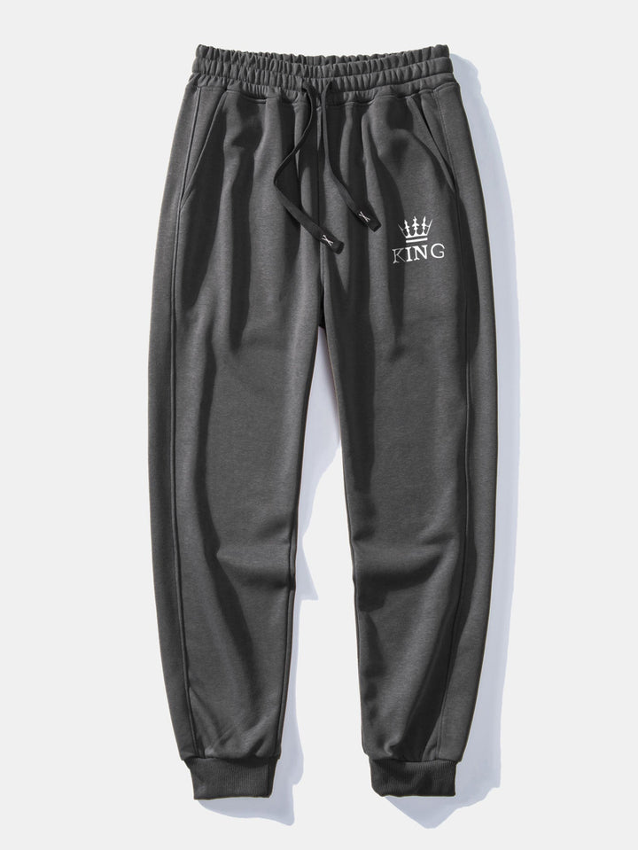 King Crown Print Relax Fit Crew Neck Sweatshirt & Joggingbroek