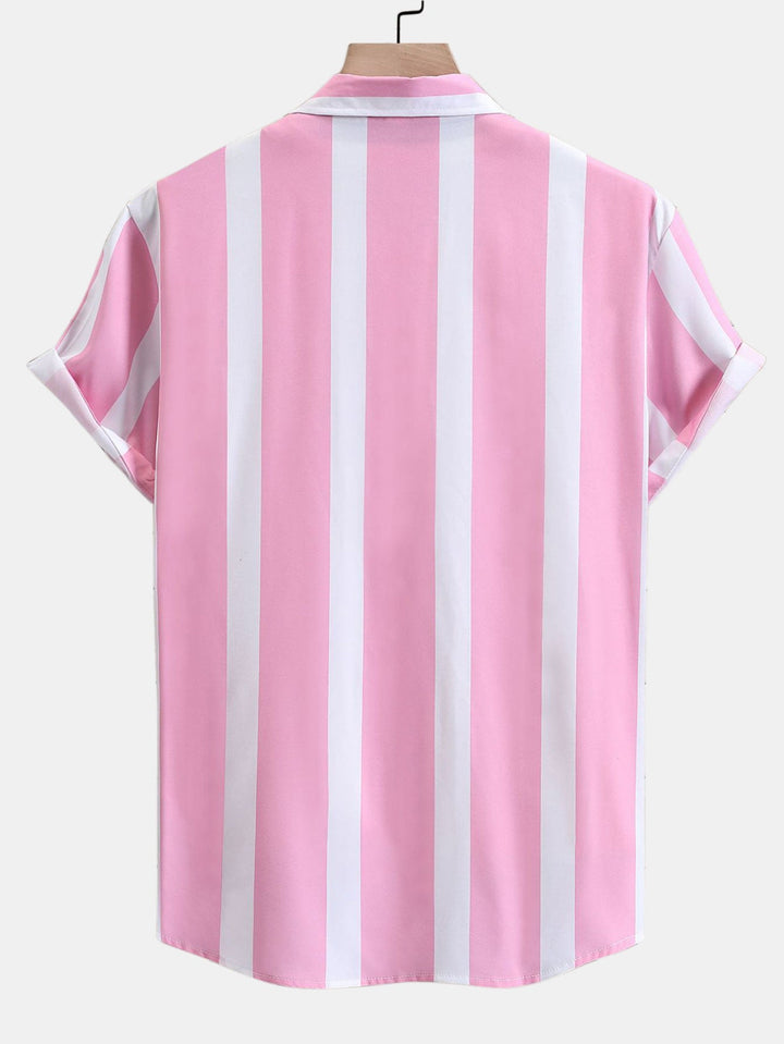 Striped Print Shirt with Buttons & Swim Shorts