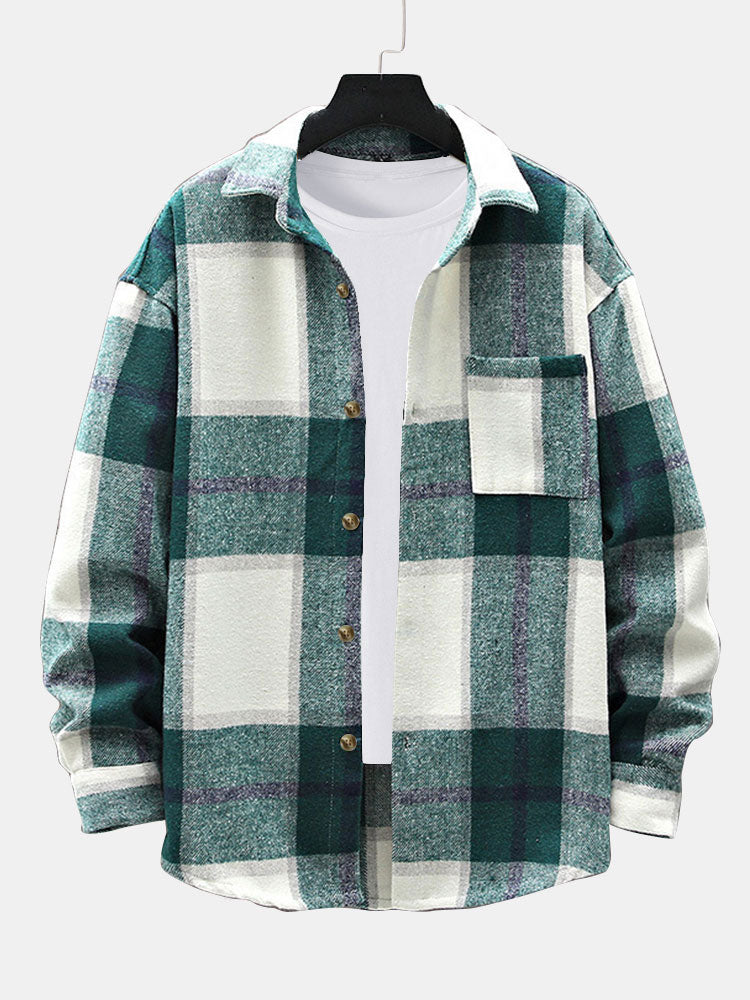 Flanellen Plaid Overhemd met Zak