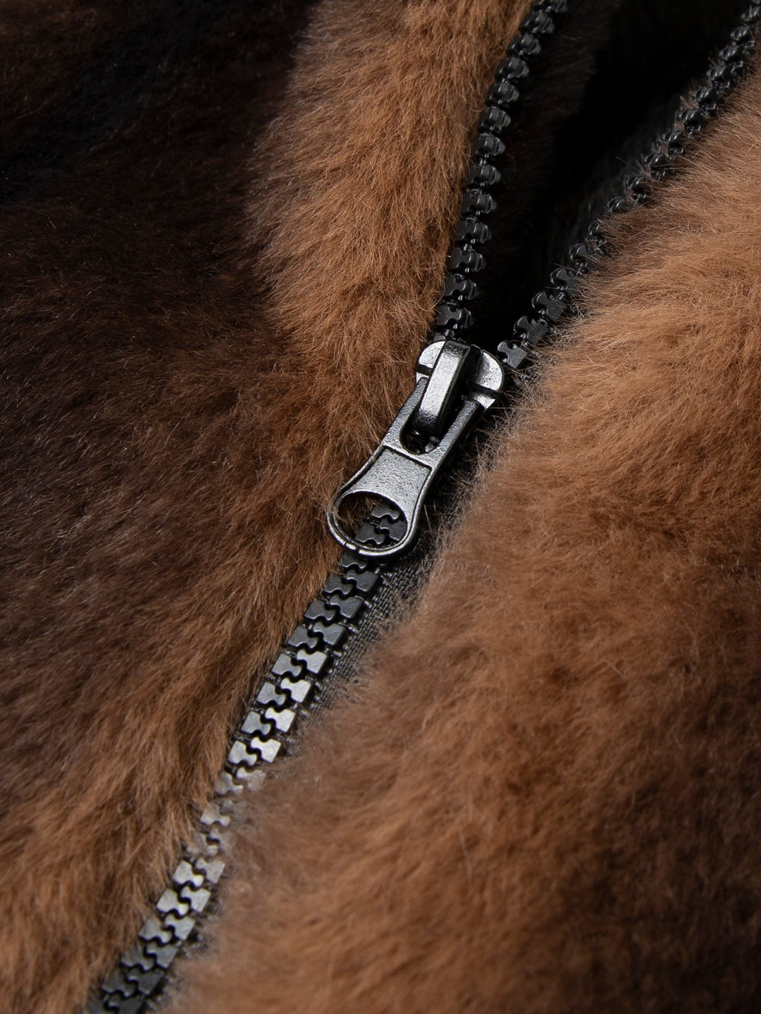 Faux fur coat with zipper