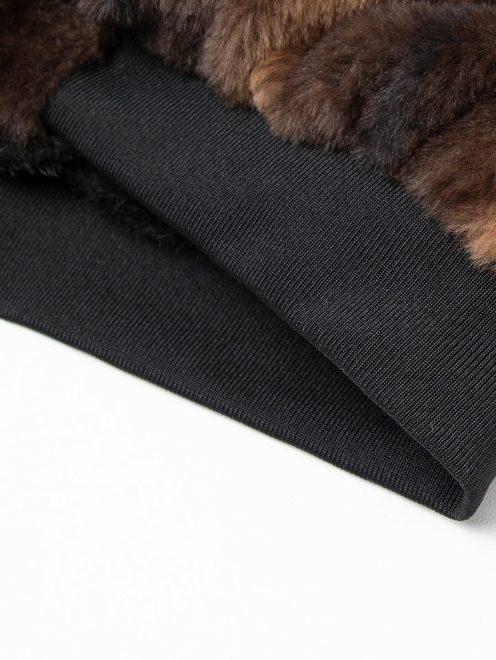 Faux fur coat with zipper