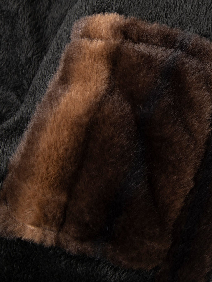 Faux fur coat with zipper