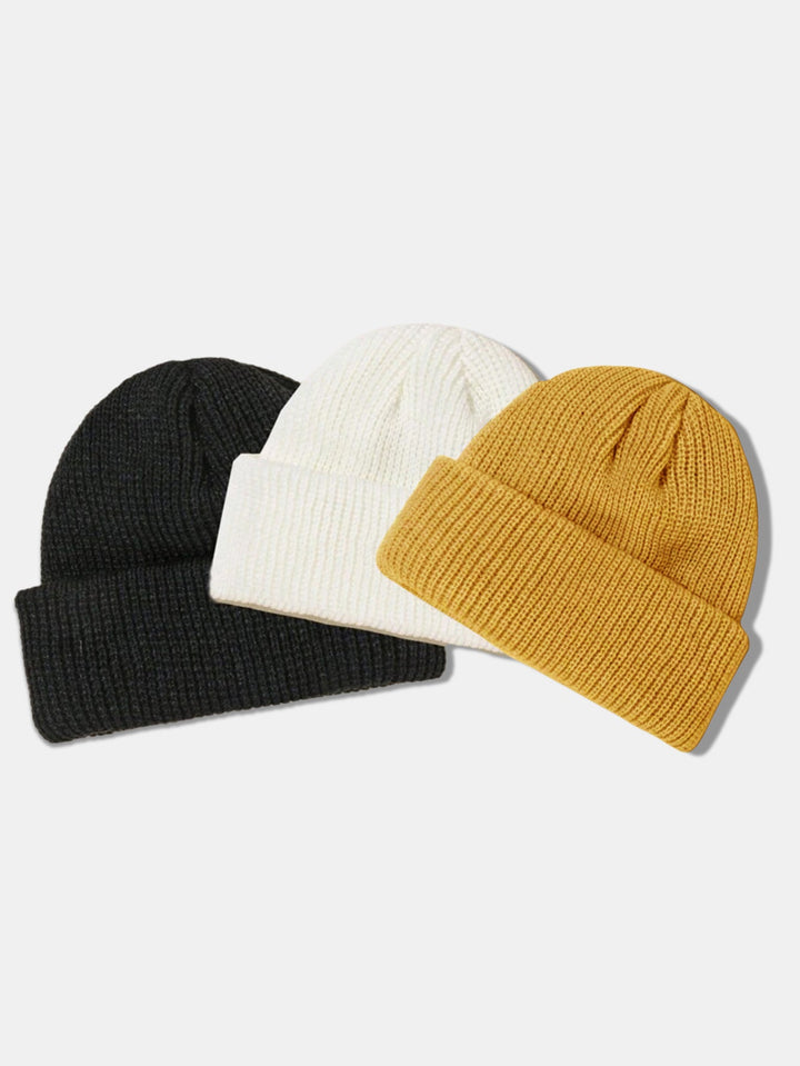 3 Stuks Solide Kleur Warme Gebreide Muts