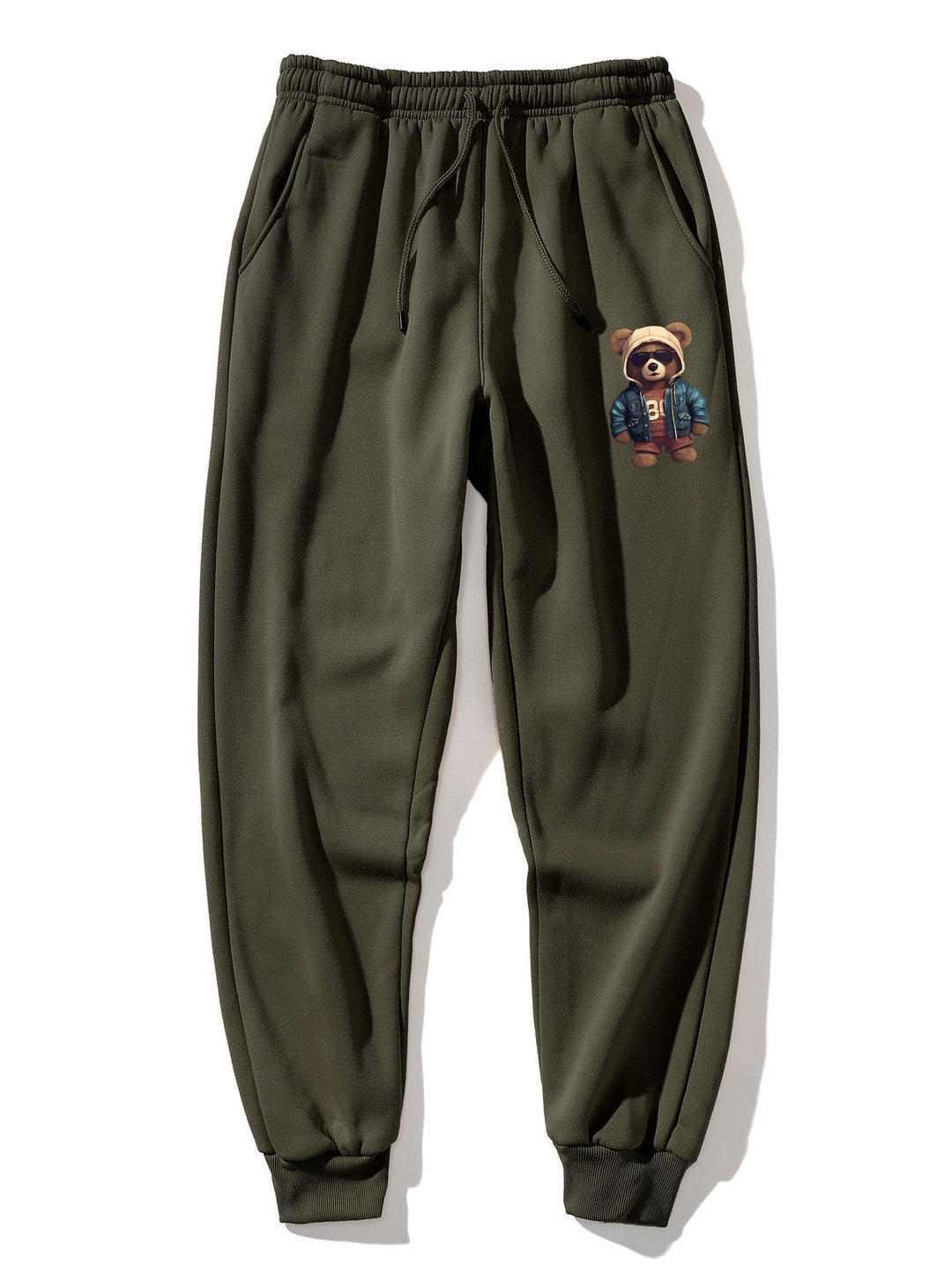 Bear In Leather Jacket Print Hoodie & Jogger Pants