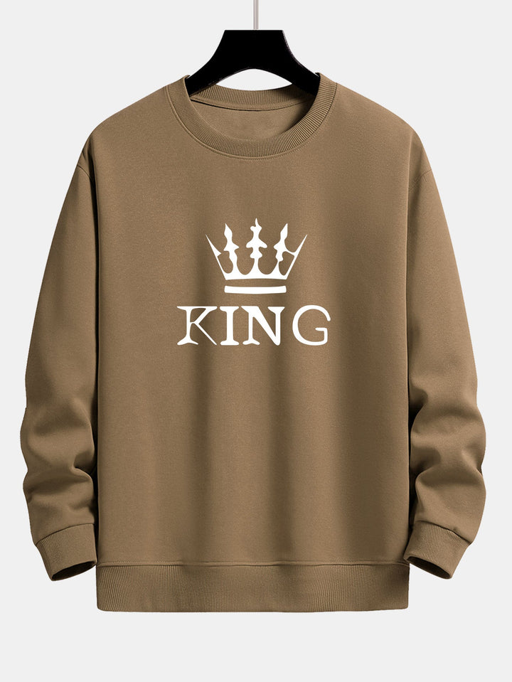 King Crown Print Relax Fit Crew Neck Sweatshirt & Joggingbroek