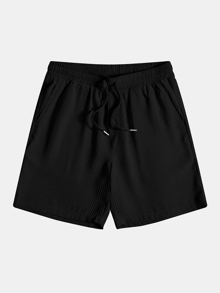 Knitted Waffle Polo Shirt & Waffle Drawstring Shorts