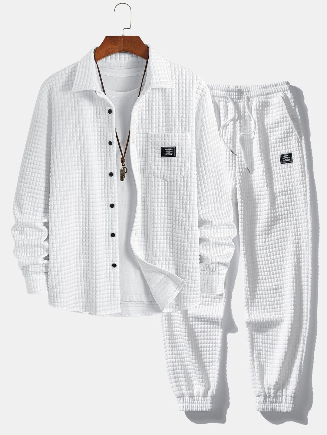 Waffle Button Up Shirt & Jogger Pants