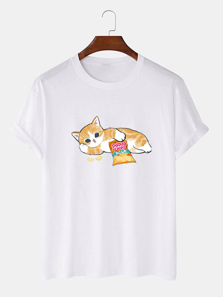 Schattige Kat Print T-Shirt