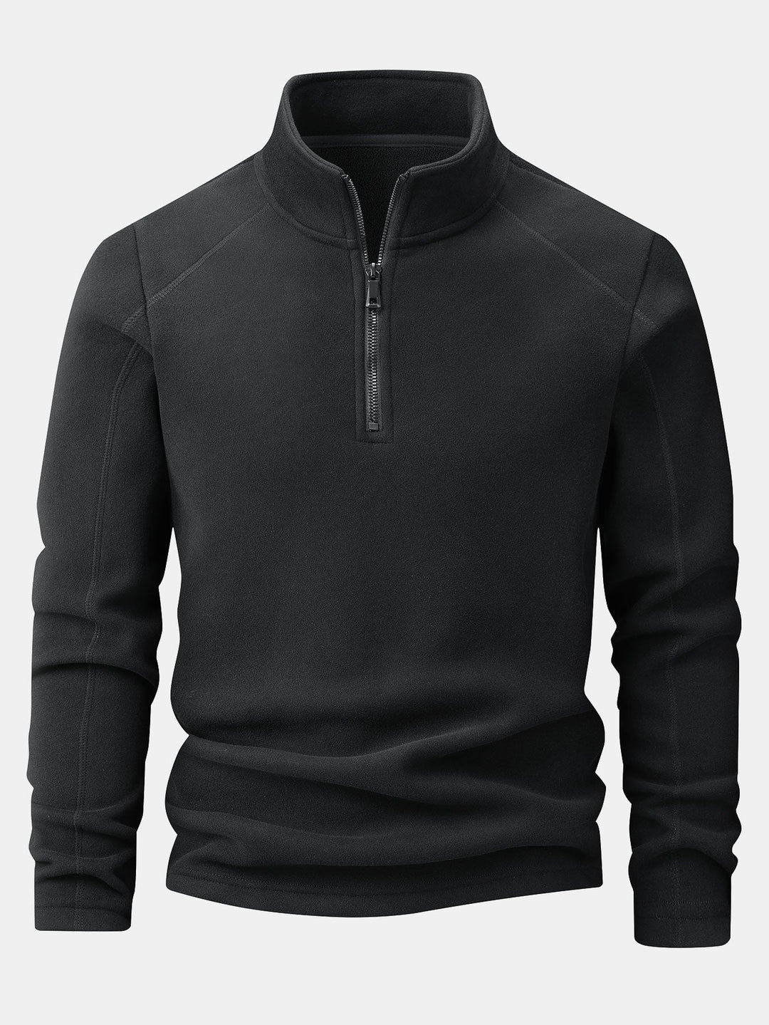 Fleece sweater met kwartrits & polar fleece broek met rechte pijpen
