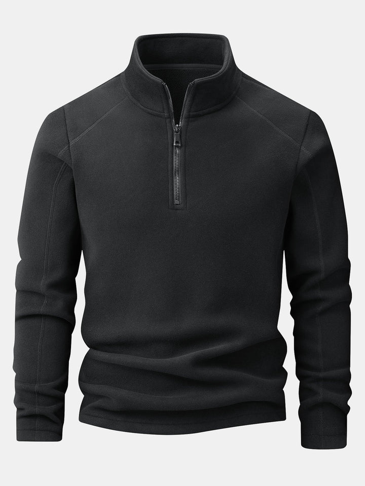 Fleece sweater met kwartrits & polar fleece broek met rechte pijpen