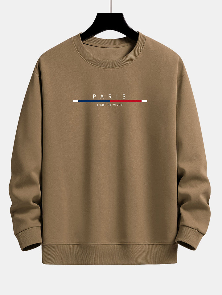 Paris Stripe Print Relax Fit Crew Neck Sweatshirt & Joggingbroek