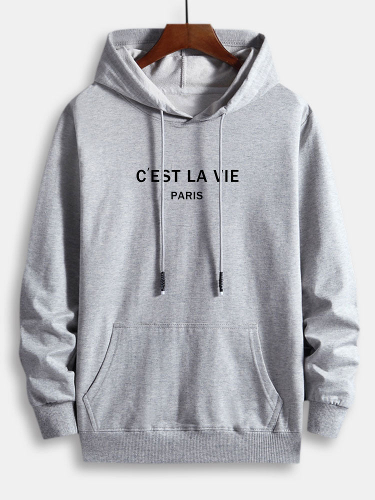 Paris Letter Print Katoenen Hoodie